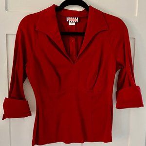 Pinup Couture Red collared Lauren Blouse top